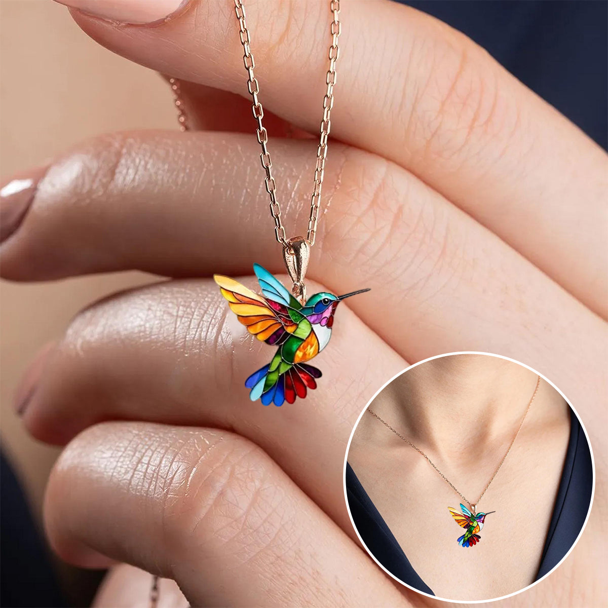 Collana colorata con colibrì