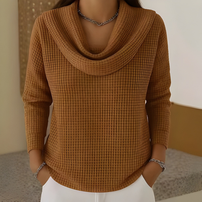 Amber | Maglione Caldo a Waffle con Elegante Collo a Cascata