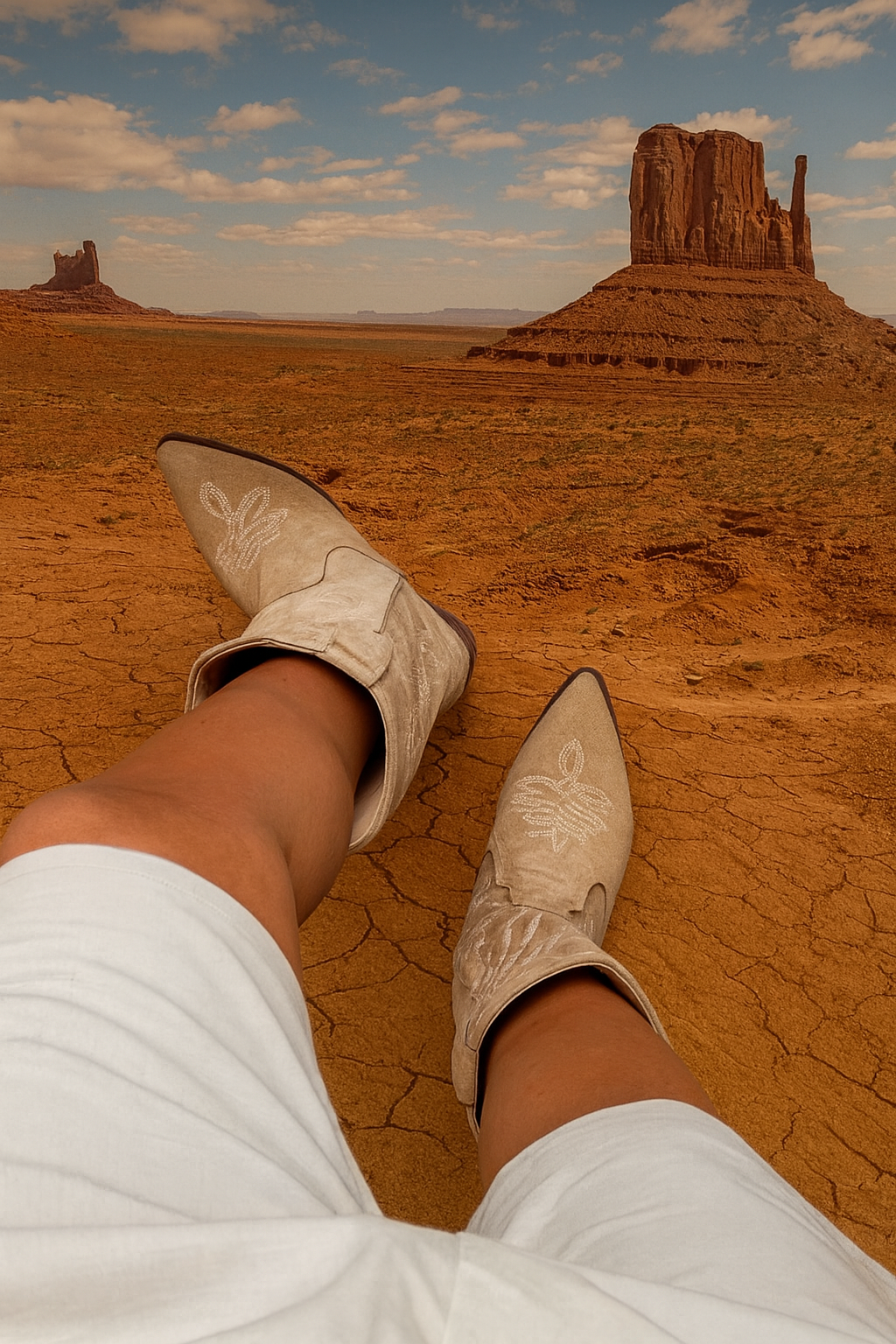 Stivali da cowboy in suede - Beige