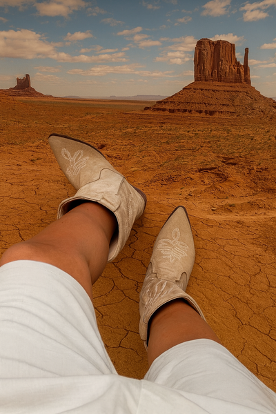 Stivali da cowboy in suede - Beige