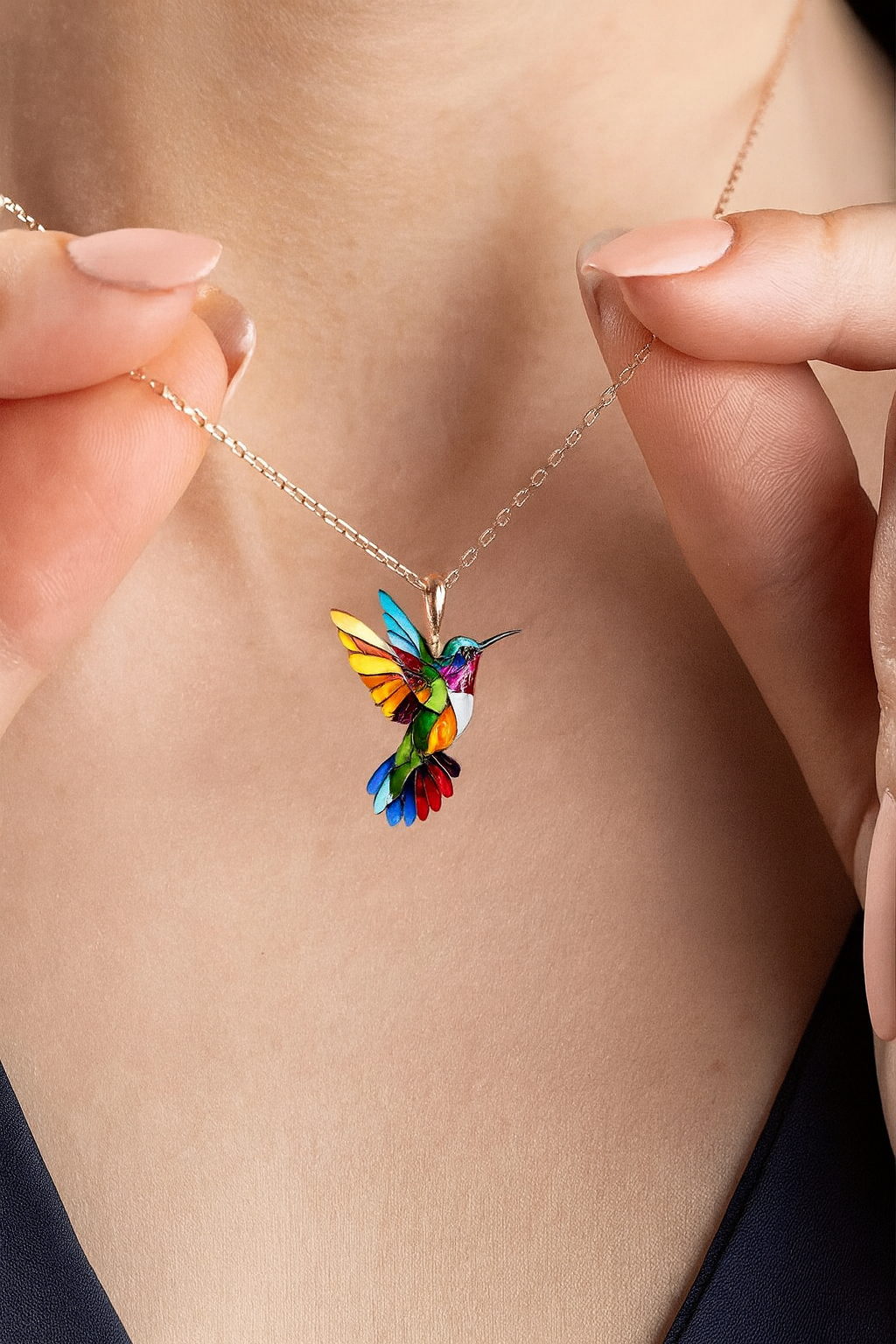 Collana colorata con colibrì