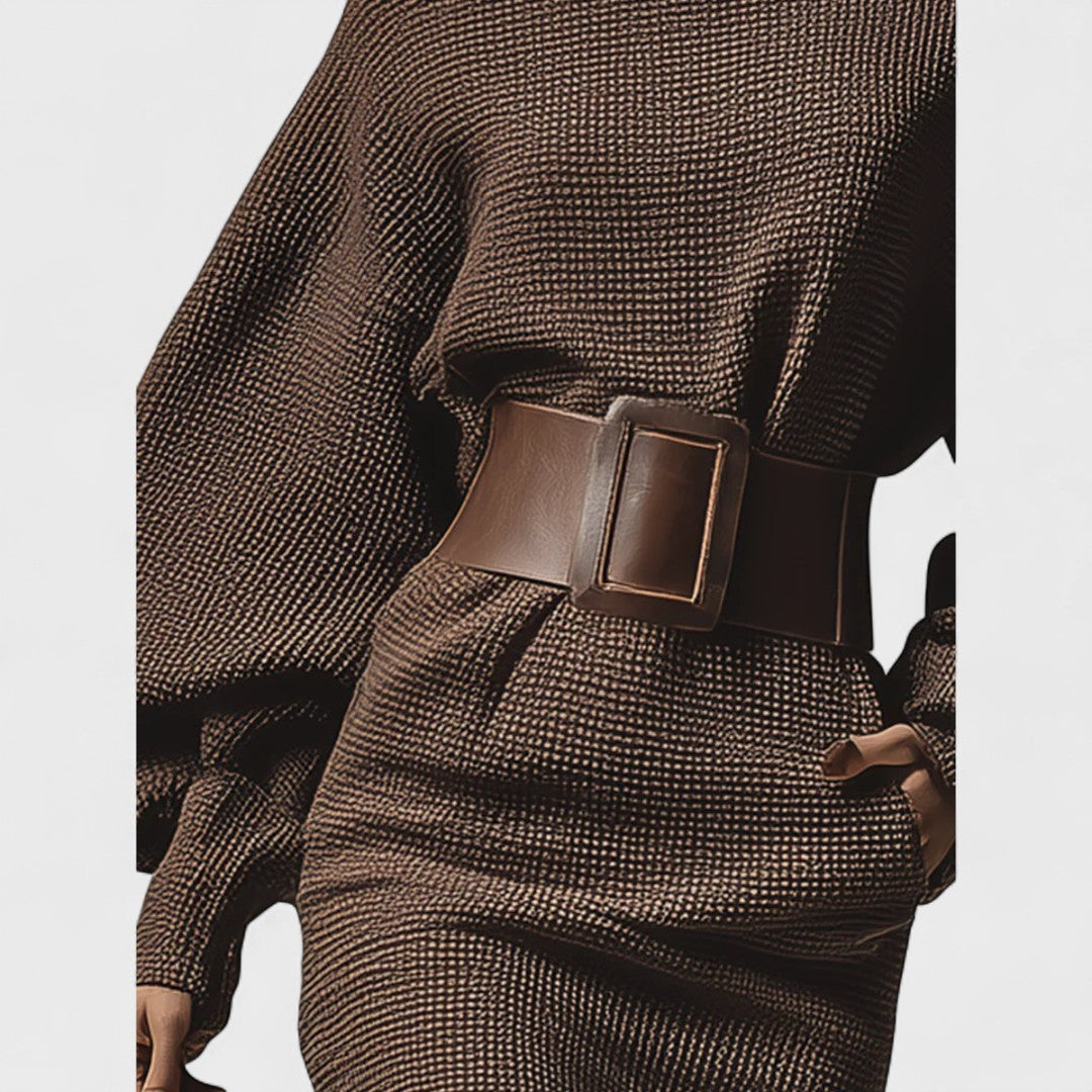 Cloe | Vestito corto in maglia con cintura strutturata