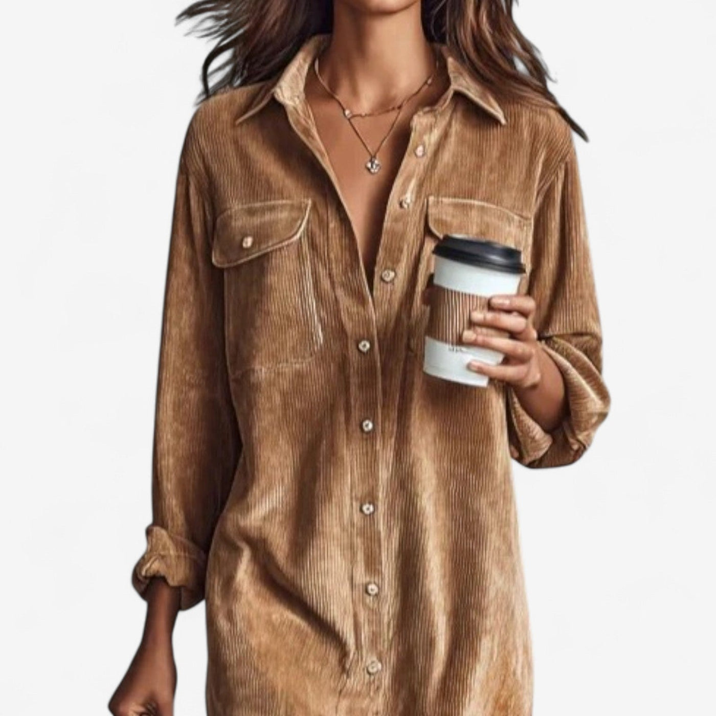 Anastacia™ Midi Ampio in Velluto a Coste