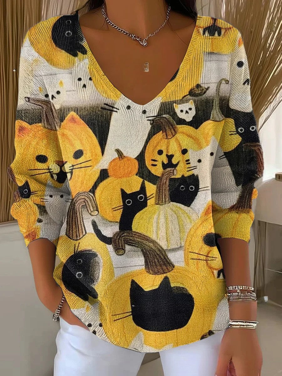 Rhoswen | Maglione Colorato con Scollatura a V