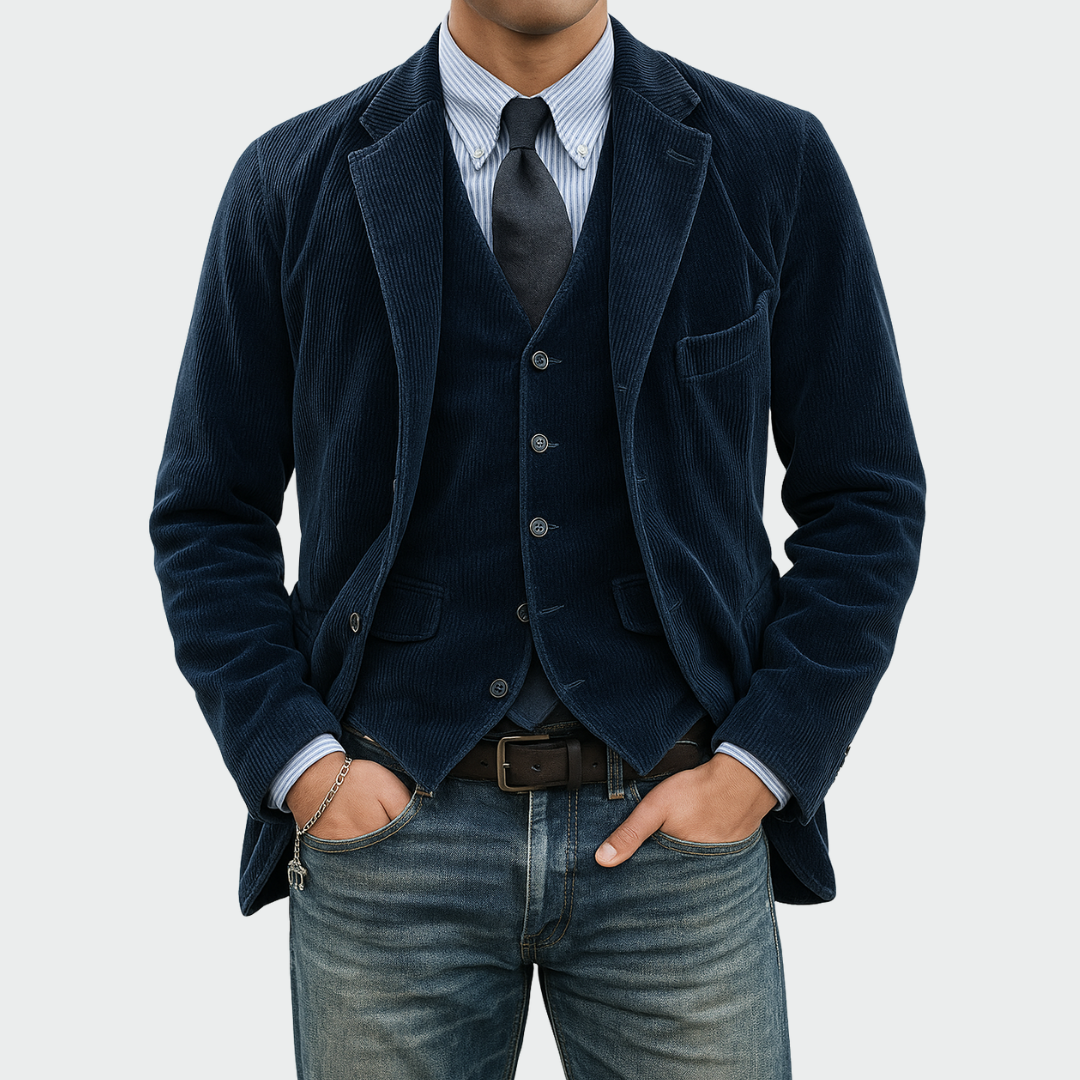 Tommy™ | Completo 2 pezzi: Blazer e Gilet in Velluto Artigianale